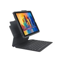 ZAGG Pro Keys - Tastatur und Foliohülle - hintergrundbeleuchtet - Bluetooth - Schweiz - Schwarz/Grau Tastatur, Schwarz/Grau Gehäuse - für Apple 10.2-inch iPad (7. Generation, 8. Generation)