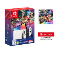 Nintendo Switch – OLED-Modell (weiß) + Mario Kart 8 Deluxe + Switch Online – 12-monatige (365-tägige) Einzelmitgliedschaft, Nintendo Switch, NVIDIA Custom Tegra, Weiß, Analog / Digital, D-Pad, Home button, Power-Taste, Tasten