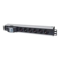 Intellinet 19" 1.5U Rackmount 6-Way Power Strip - German Type", With Double Air Switch, No Surge Protection, 1.6m Power Cord - Stromverteilungseinheit (Rack - einbaufähig)