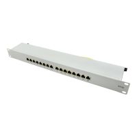 LogiLink Patch Panel - Rack montierbar - CAT 6a - STP - RJ-45 X 16 - Grau, RAL 7035 - 1U - 48.3 cm (19")