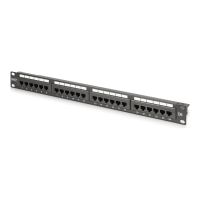 DIGITUS Patch Panel - class E - Rack montierbar - CAT 6 - UTP - RJ-45 X 24 - RAL 9005, Schwarz - 1U - 48.3 cm (19")