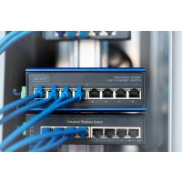 DIGITUS 8 Port Fast Ethernet Netzwerk Switch, Industrial, Unmanaged, 1 RJ45 Uplink