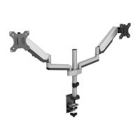 V7 DM1DTA-1E - Befestigungskit - einstellbarer Arm - für 2 LCD-Displays - Kunststoff, Aluminium, Stahl - Silber - Bildschirmgröße: 43.2-81.3 cm (17"-32")