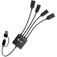 i-tec USB-C/USB-A Cable HUB 4 port (2x USB-C, 2x USB-A), USB 3.2 Gen 1 (3.1 Gen 1) Type-A + Type-C, USB 3.2 Gen 1 (3.1 Gen 1) Type-A, USB 3.2 Gen 1 (3.1 Gen 1) Type-C, 5000 Mbit/s, Schwarz, 0,1 m, Windows 10, Windows 11