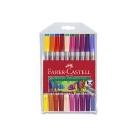 FABER-CASTELL Duo-Fasermaler - permanent - leuchtende Farben - wasserbasierte Tinte - fein (Packung mit 20)