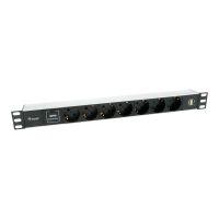 Equip Pro - Stromverteilungseinheit (Rack - einbaufähig) - Wechselstrom 220-240 V - 3500 Watt - Eingabe, Eingang power CEE 7/7 - Ausgangsanschlüsse: 7 (power CEE 7/7, 2 x USB)