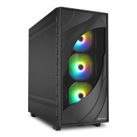 Sharkoon REBEL C80M RGB, Midi Tower, PC, Schwarz, ATX, micro ATX, Mini-ITX, Metall, Gaming