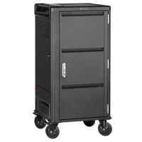 V7 Ladewagen für 30 Geräte mit vormontierter USB-C Verkabelung, SCHUKO-Stromversorgung (EU+UK), Wagen zur Verwaltung tragbarer Geräte, Schwarz, Flur, 39,5 cm, 26,5 cm, 3,4 cm