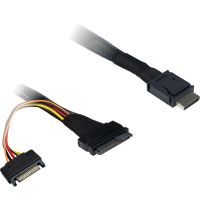 Inter-Tech 88885642, 0,75 m, OCuLink SFF-8611, U.2 SFF-8639 + SATA Power 15p, Gerade, Gerade, 32 Gbit/s