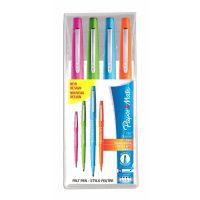 Paper Mate Flair Original, Medium, 4 Farben, Blau, Grün, Orange, Pink, Rundspitze, 1 mm, Blau, Grün, Orange, Pink