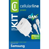 Cellularline Super Fast Charger Kit 25W - USB-C to USB-C - Samsung, Drinnen, AC, 1 m, Weiß