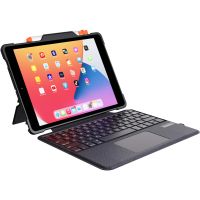 DEQSTER Rugged Touch Keyboard Folio 10.2" (7./ 8./ 9. Gen.), QWERTZ, Deutsch, Trackpad, Apple, iPad 10.2" 7./8./9. Gen., Schwarz
