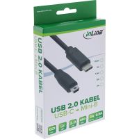 InLine USB 2.0 Kabel - USB-C Stecker an Mini-B Stecker - schwarz - 2m