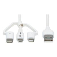 Eaton Tripp Lite Series Safe-IT Universal USB-A to Lightning, USB Micro-B and USB-C Sync/Charge Antibacterial Cable (M/3xM)