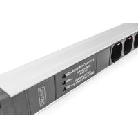 DIGITUS Steckdosenleiste mit Aluminiumprofil und Überspannungsschutz, integrierter Netzfilter, 7-fach italienische Steckdose, 2 m Zuleitung, italienischer Stecker