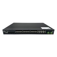LevelOne 28-Port Managed Gigabit Industrial Glasfaser Switch der L2-Plus-Klasse mit 16 SFP-Anschlüssen für 1 Gigabit/s, Ist kompatibel mit 8 x Gigabit SFP/RJ45 Combo und 4 x 1/2.5GbE SFP, Redundantes Netzteil, -40°C bis 80°C, Managed, L2+, Rack-Einbau