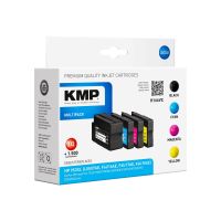 KMP MULTIPACK H166VX - 4er-Pack - Hohe Ergiebigkeit - Schwarz, Gelb, Cyan, Magenta - kompatibel - Tintenpatrone (Alternative zu: HP F6U16AE, HP F6U17AE, HP F6U18AE, HP L0S70AE)