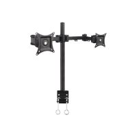 Techly Befestigungskit (Spannbefestigung für Tisch, Befestigungsarm für Dual-Bildschirm) - für 2 LCD-Displays - Schwarz - Bildschirmgröße: 33-68.6 cm (13"-27")