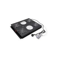 ROLINE Rack-Lüfter - 4 Ventilatoren, mit Thermostat - auf Dach montierbar - RAL 9005, Jet Black - 48.3 cm (19")