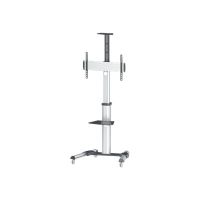 Manhattan TV & Monitor Mount, Trolley Stand, 1 screen, Screen Sizes: 37-65", Silver, VESA 200x200 to 600x400mm, Max 50kg, LFD, Lifetime Warranty - Wagen - für Flachbildschirm / AV-Ausrüstung - Schwarz, Silber - Bildschirmgröße: 94-177.8 cm (37"-70")