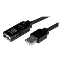 StarTech.com 25m aktives USB 2.0 Verlängerungskabel - St/Bu - USB Reapeater / Signalverstärker Kabel Stecker/Buchse - Schwarz - USB-Verlängerungskabel - USB (W)