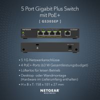 Netgear Plus GS305EP - Switch - Smart - 5 x 10/100/1000 (4 PoE+)