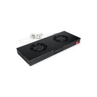 ROLINE Rack-Lüfter - 2 Lüfter mit Thermostat - auf Dach montierbar - Jet Black, RAL 9005 - 1U - 48.3 cm (19")
