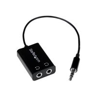 StarTech.com Black Slim Mini Jack Headphone Splitter Cable Adapter - 3.5mm Audio Mini Stereo Y Splitter - 3.5mm Male to 2x 3.5mm Female (MUY1MFFADP)