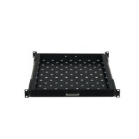 Rockstable 1 HE 19" Fachboden Ausziehbar, Regalboden, Schwarz, SPCC, Stahl, 20 kg, 1U, Oval
