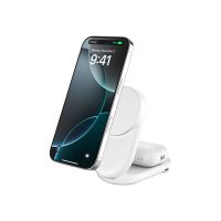 Belkin UltraCharge - Kabelloses Ladegerät - 2-in-1, Qi2, magnetisch, faltbar + AC-Netzteil - 25 Watt - Ultra Fast Charge (24 pin USB-C)