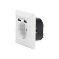 DIGITUS Sicherheits-Steckdose für Unterputzmontage mit 2 USB-Ports