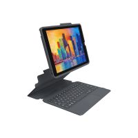 ZAGG Pro Keys - Tastatur und Foliohülle - mit Trackpad - hintergrundbeleuchtet - Bluetooth - Schweiz - Schwarz Tastatur, Schwarz Gehäuse - für Apple 10.2-inch iPad (7. Generation, 8. Generation)