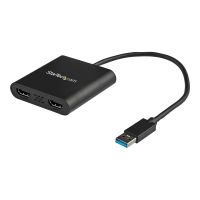 StarTech.com USB 3.0 to Dual HDMI Adapter, 1x 4K 30Hz & 1x 1080p, External Video & Graphics Card, USB Type-A to HDMI Dual Monitor Display Adapter Dongle, Supports Windows Only, Black - USB to Dual HDMI Adapter (USB32HD2)