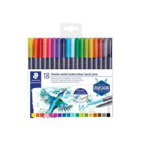 STAEDTLER 3001 - Pinselstift mit Doppelspitze - Wasserfarben, sortiert - 1-6 mm / 0.8 mm fein (Packung mit 18)
