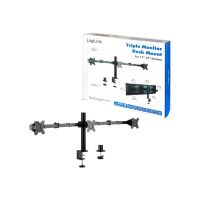 LogiLink Befestigungskit (Klammer, Kabeldurchführungsklemme, Stange, 2 Gelenkarme) - für 3 LCD-Anzeigen - Stahl - Schwarz - Bildschirmgröße: 43.2-68.6 cm (17"-27")