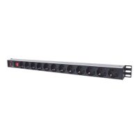 Intellinet Vertical Rackmount 12-Way Power Strip - German Type, With On/Off Switch and Overload Protection, 1.6m Power Cord - Steckdosenleiste (Rack - einbaufähig)