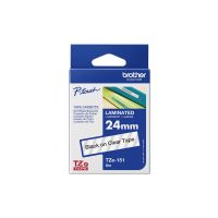 Brother TZe-151 - Standard-Klebstoff - schwarz auf durchsichtig - Rolle (2,4 cm x 8 m)