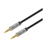 Manhattan Stereo Audio 3.5mm Cable, 5m, Male/Male, Slim Design, Black/Silver, Premium with 24 karat gold plated contacts and pure oxygen-free copper (OFC)