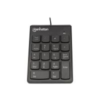 Manhattan Numeric Keypad, Wired, USB-A, 18 Full Size Keys, Black, Membrane Key Switches, Windows and Mac, Three Year Warranty, Blister