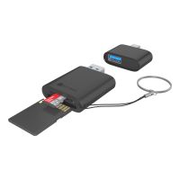 ICY BOX IB-CR204-CU3, 2 in 1 Kartenleser für SD /Micro SD via USB Type-C + -A Schnittstelle, USB Gen 3.2 Gen 1 (5Gbit/s), MicroSD (TransFlash), MicroSDHC, MicroSDXC, SD, SDHC, SDXC, Schwarz, 5000 Mbit/s, Acrylnitril-Butadien-Styrol (ABS), 2 TB, USB 3.2 Ge