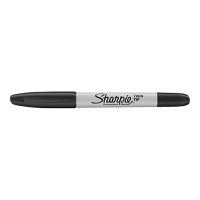 Dymo Sharpie - Doppelspitzenfilzstift - permanent - Schwarz - farbstoffbasierte Tinte - 0.5 mm / 0.9 mm - extrafein / fein (Packung mit 12)