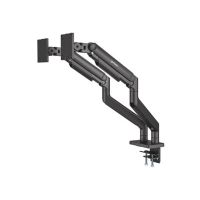 Manhattan Befestigungskit (Doppelschwenkarm Monitorhalterung, Tisch-Klemme, Tischplattenbohrung) - verstellbare doppelte Arme mit mechanischer Feder - für Curved Panel/Flat Panel - Aluminium - Schwarz - Bildschirmgröße: 43.18-114.3 cm (17"-45")