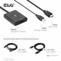 Club 3D HDMI + Micro USB auf DisplayPort 4K120Hz oder 8K30Hz St/B Aktiver Adapter