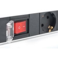 DIGITUS Steckdosenleiste mit Aluminiumprofil und Schalter, 7-fach Schutzkontaktsteckdose, 2 m Zuleitung Schutzkontaktstecker