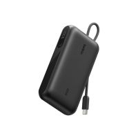 Belkin UltraCharge - Powerbank - mit integriertem Kabel und Display - 10000 mAh - 45 watt - Fast Charge - 3 Ausgabeanschlussstellen (2 x USB-C, USB)