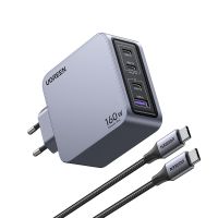 Ugreen Nexode Pro 160W GaN Charger with USB-C Cable, Drinnen, AC, Schwarz, Grau