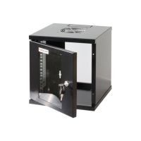 Intellinet Network Cabinet, Wall Mount (Standard), 6U, Usable Depth 265mm/Width 239mm, Black, Assembled, Max 60kg, Metal & Glass Door, Back Panel, Removeable Sides,Suitable also for use on desk or floor, 10",Parts for wall install (eg screws/rawl plugs)