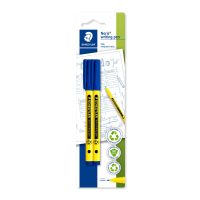 STAEDTLER 307-3 BK2, Blau, Fein, Blau, Gelb, Recycelbarer Kunststoff, Rund, Tinte auf Wasserbasis