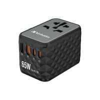 Verbatim UTA-05 - Netzteil - GaN III, Universal - 65 Watt - 5 A - PD 3.0, QC 4.0+, QC 3.0, Fast Charge, Super Charge, Apple Fast Charge, PD/PPS, USB BC 1.2 - 4 Ausgabeanschlussstellen (2 x USB-C, 2 x USB)