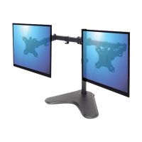 Manhattan TV & Monitor Mount, Desk, Double-Link Arms, 2 screens, Screen Sizes: 10-27", Black, Stand Assembly, Dual Screen, VESA 75x75 to 100x100mm, Max 8kg (each)